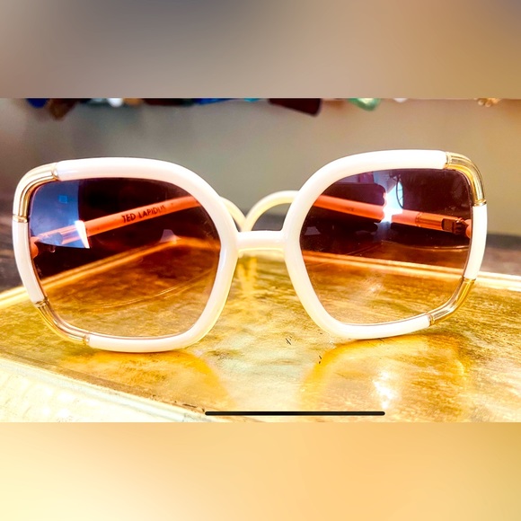 Vintage Stunning Ted Lapidus Oversize Cream Beige Gold Sunglasses 💛💛💛 🕶️ - Picture 1 of 6